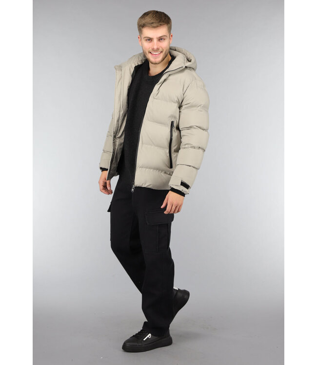 Beige Heren Winterjas van Dons