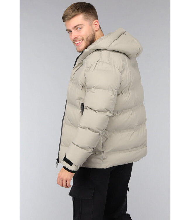 Beige Heren Winterjas van Dons