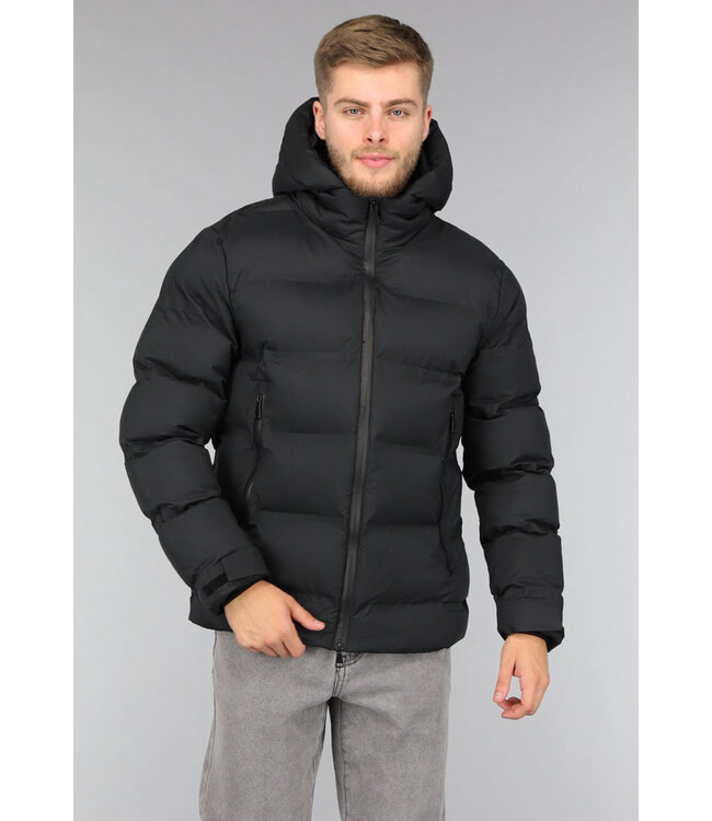 Zwart Heren Winterjack met Ritssluiting