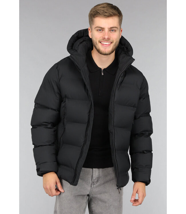 Zwart Heren Winterjack met Ritssluiting