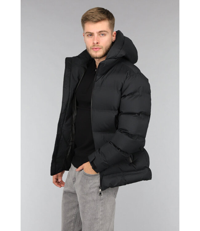 Zwart Heren Winterjack met Ritssluiting