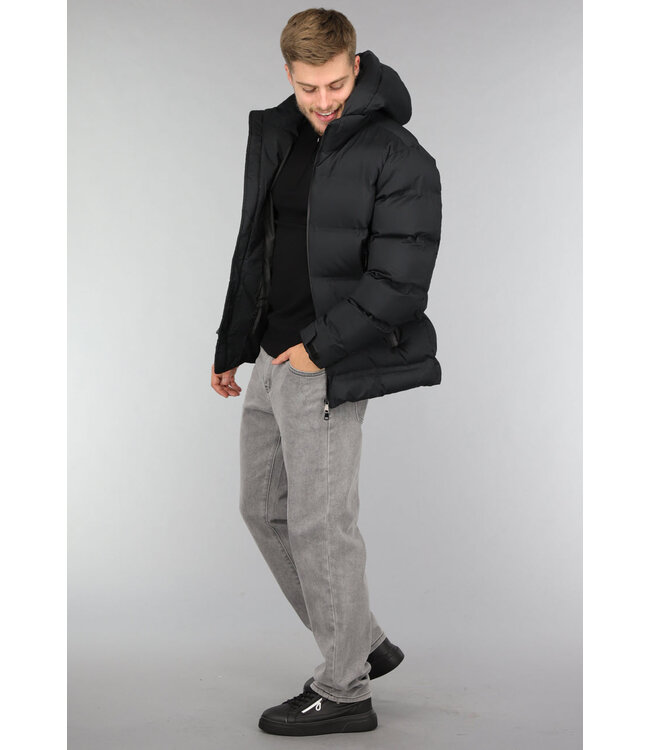 Zwart Heren Winterjack met Ritssluiting