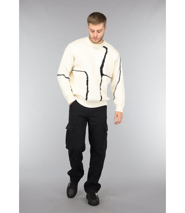 Zwarte Denim Heren Cargo Jeans