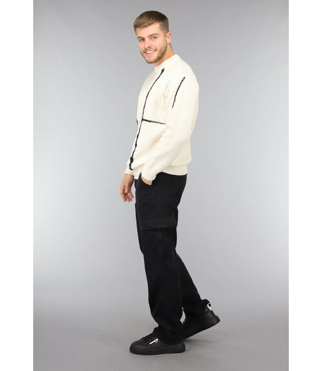 Zwarte Denim Heren Cargo Jeans