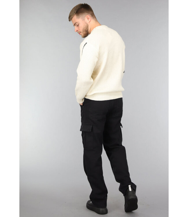 Zwarte Denim Heren Cargo Jeans