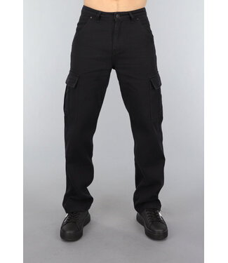 Zwarte Denim Heren Cargo Jeans