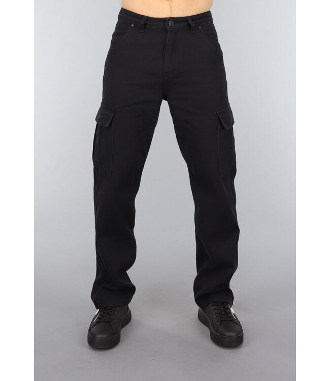 Zwarte Denim Heren Cargo Jeans