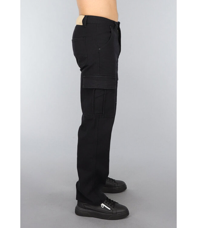 Zwarte Denim Heren Cargo Jeans