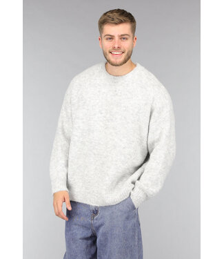 Lichtgrijze Gebreide Heren Pullover