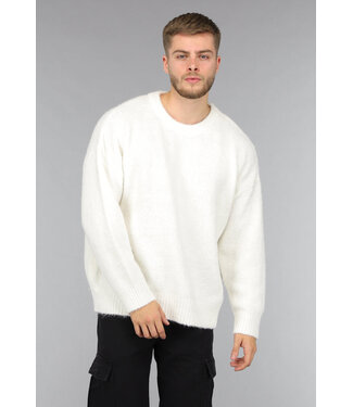 Witte Gebreide Heren Sweater