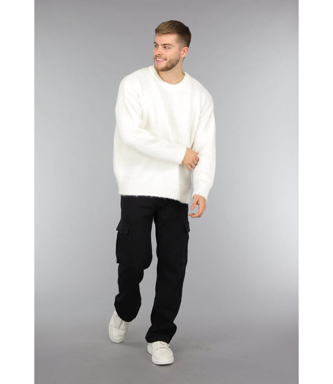 Witte Gebreide Heren Sweater