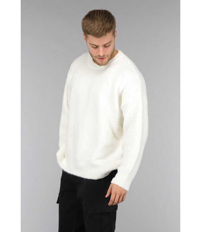 Witte Gebreide Heren Sweater