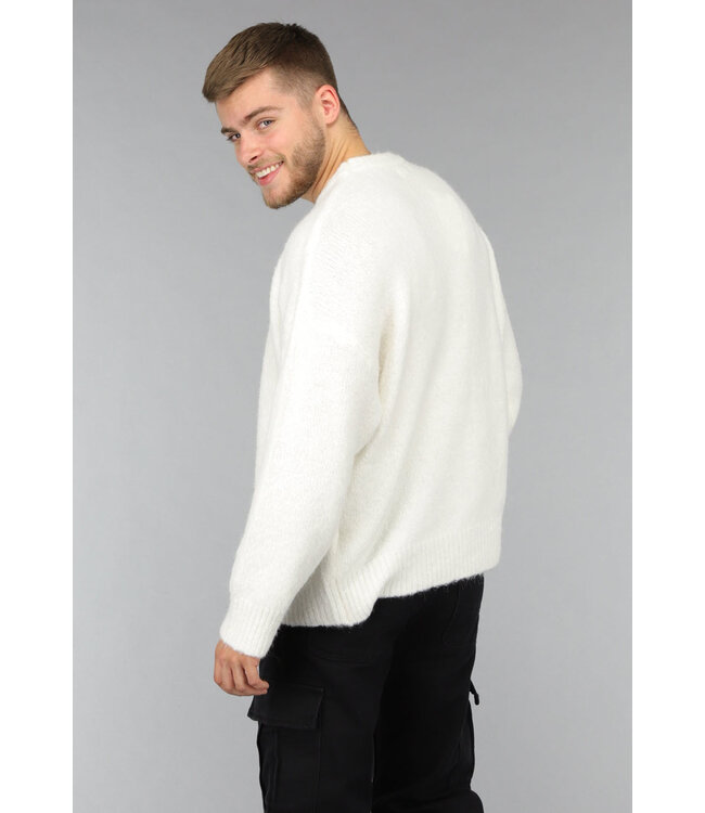 Witte Gebreide Heren Sweater