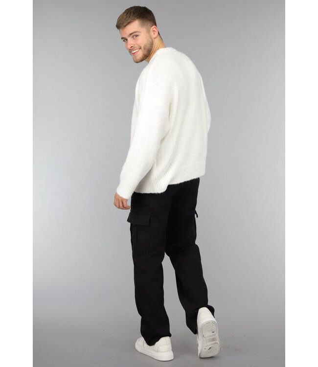 Witte Gebreide Heren Sweater