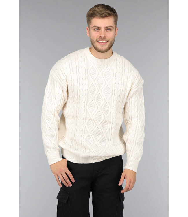 Gebreide Trui Heren Carisma Heren Trui Ronde Hals Gebreid Beige 7855