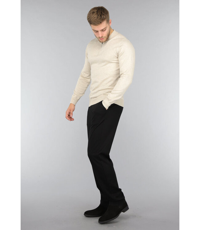Beige Heren Polo met Lange Mouwen