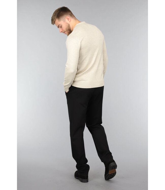 Beige Heren Polo met Lange Mouwen