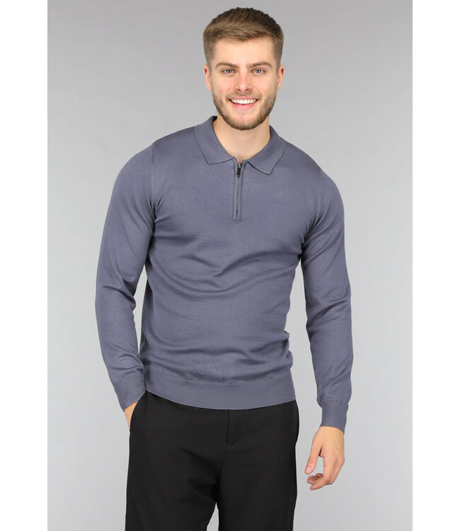 Blauwe Heren Polo Trui