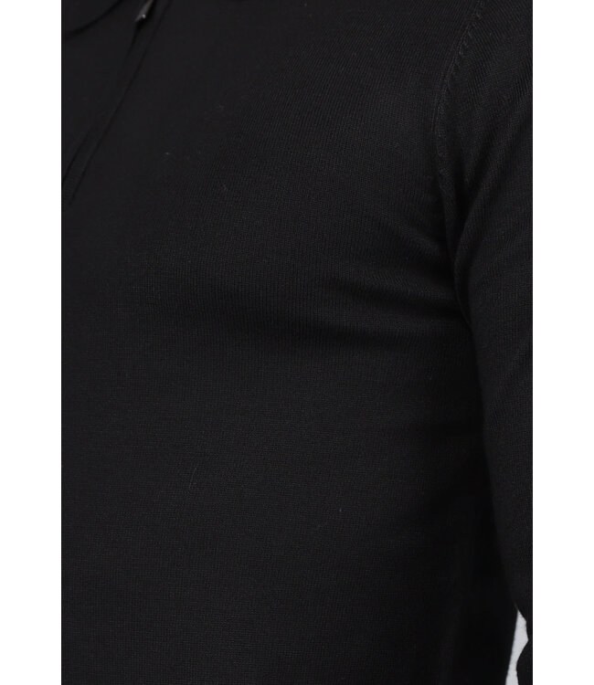 Zwarte Longsleeve Heren Polo