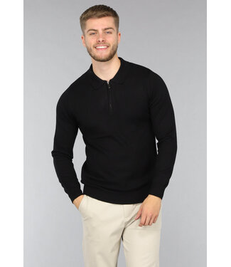 Zwarte Longsleeve Heren Polo