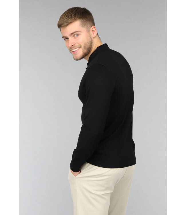 Zwarte Longsleeve Heren Polo