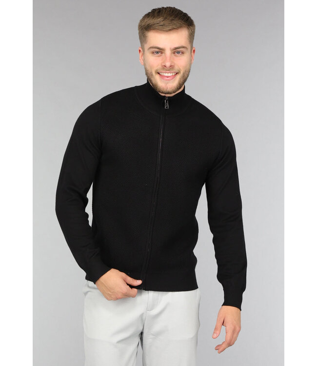 Zwart Gebreid Heren Vest met Ritssluiting