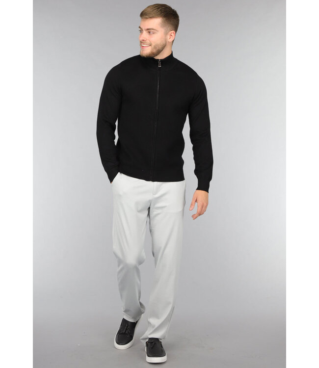 Zwart Gebreid Heren Vest met Ritssluiting