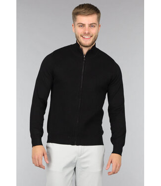 Zwart Gebreid Heren Vest met Ritssluiting