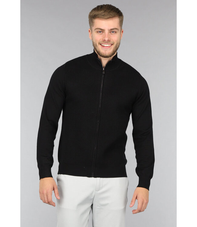 Zwart Gebreid Heren Vest met Ritssluiting