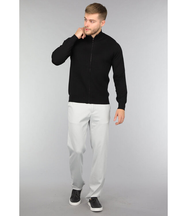 Zwart Gebreid Heren Vest met Ritssluiting