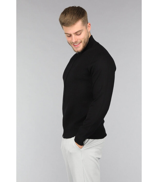 Zwart Gebreid Heren Vest met Ritssluiting