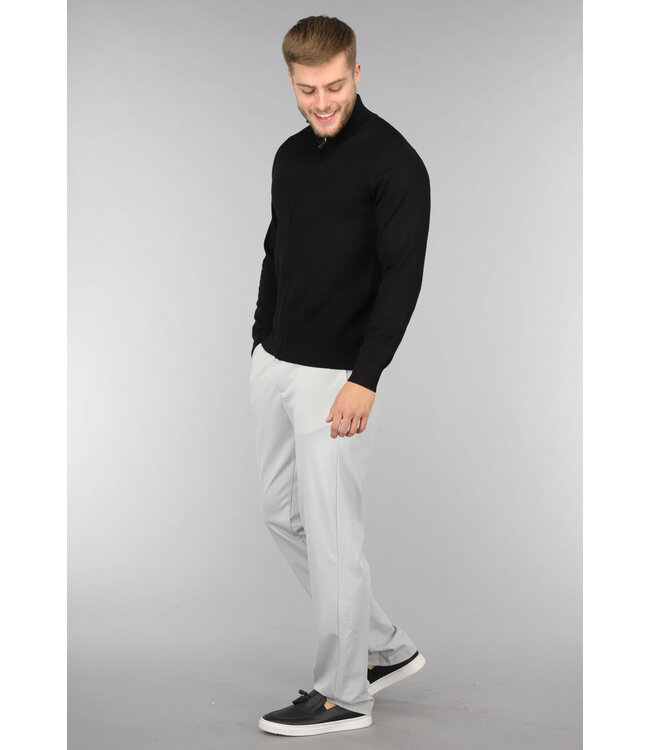Zwart Gebreid Heren Vest met Ritssluiting