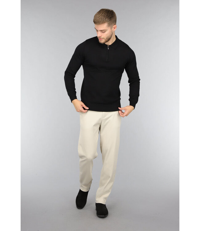 Beige Mannen Pantalon met Stretch