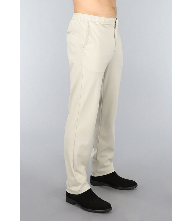 Beige Mannen Pantalon met Stretch