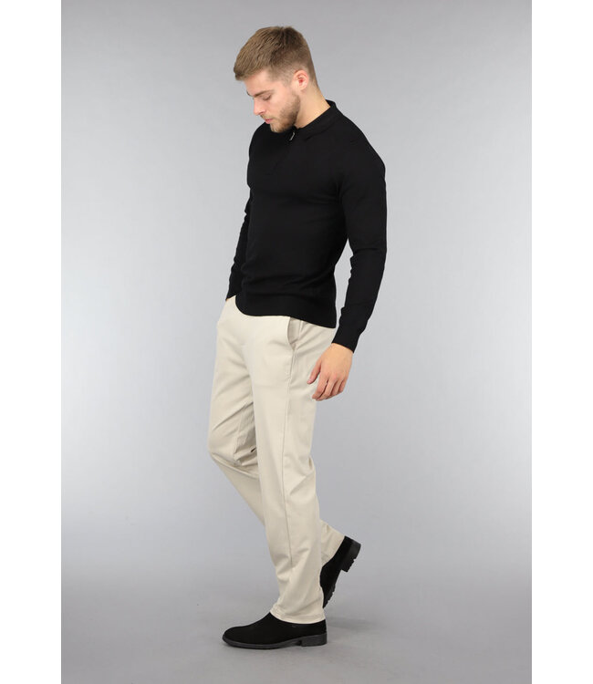 Beige Mannen Pantalon met Stretch