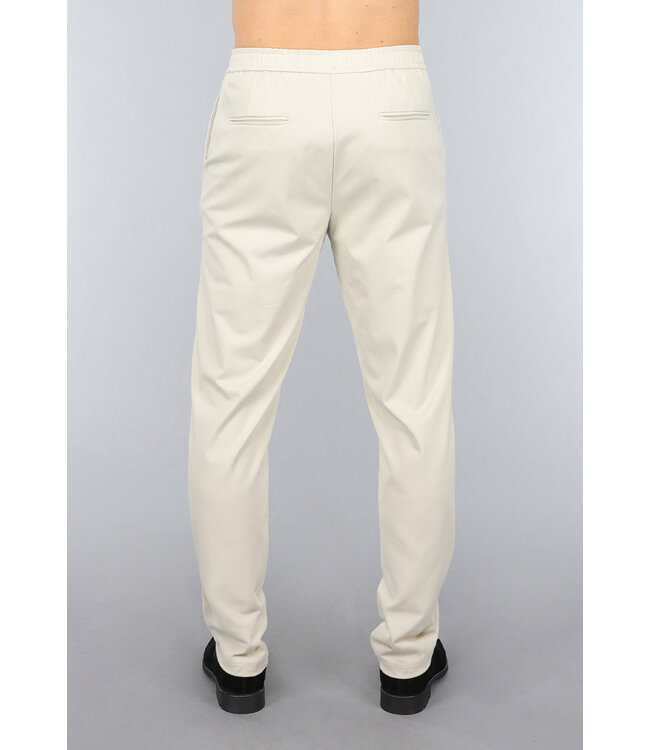 Beige Mannen Pantalon met Stretch