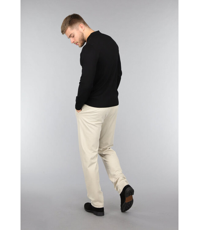 Beige Mannen Pantalon met Stretch