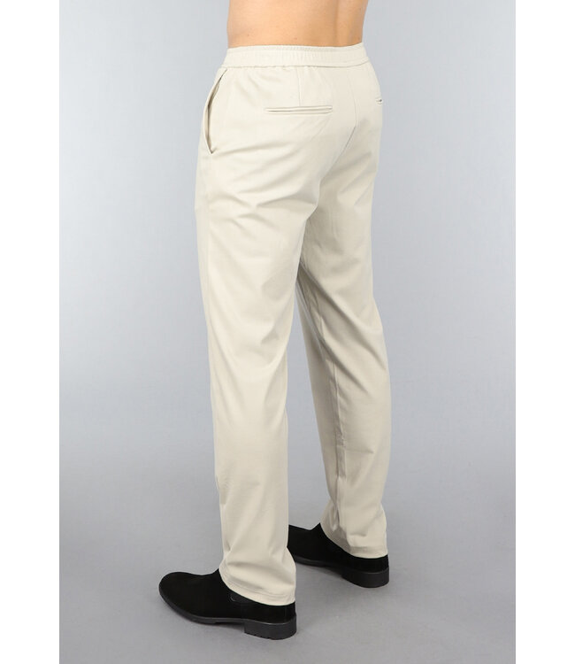 Beige Mannen Pantalon met Stretch