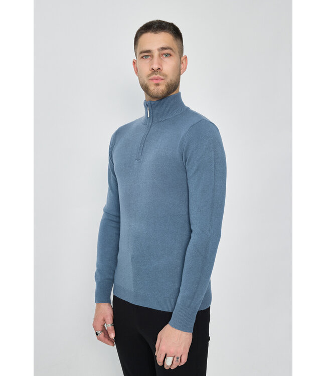 Blauwe Heren Coltrui met Rits