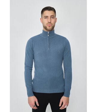 Blauwe Heren Coltrui met Rits