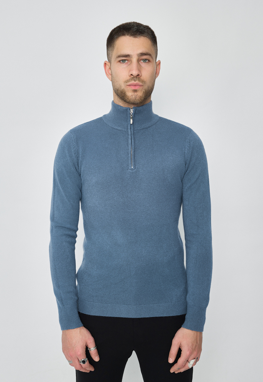 Blauwe Heren Coltrui met Rits