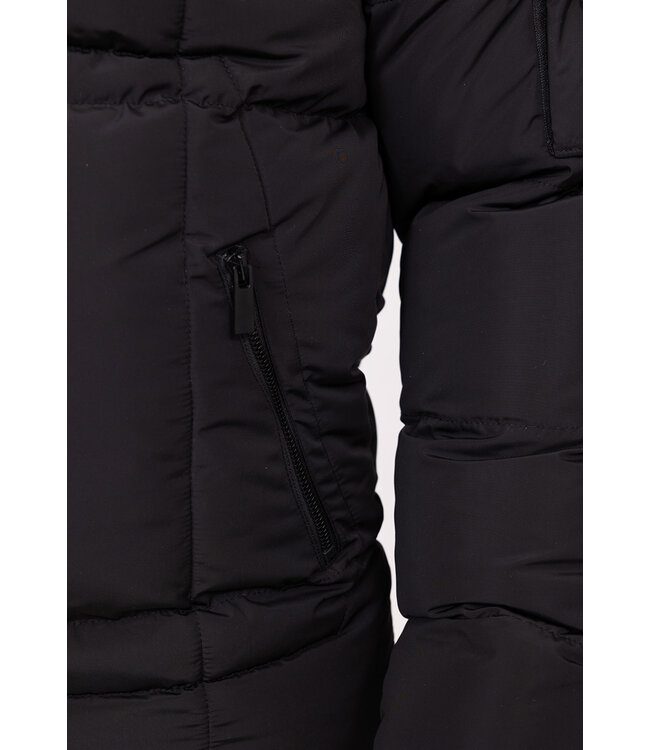 Korte Zwarte Heren Winterjas met Capuchon