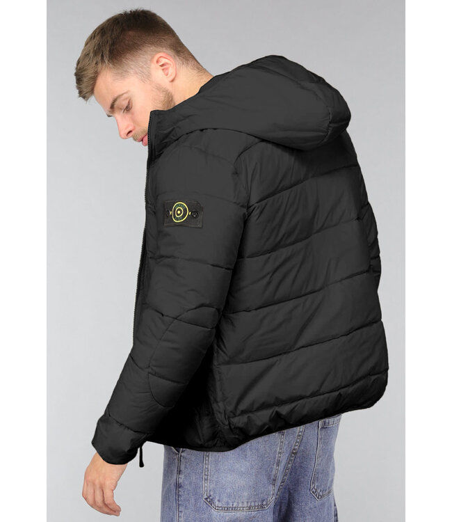 Zwarte Heren Puffer Jacket met Patch