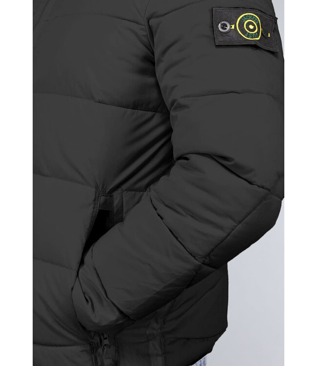 Zwarte Heren Puffer Jacket met Patch