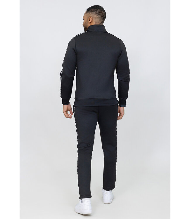 Zwart Heren Joggingpak met Bies Jogger en High Neck Vest