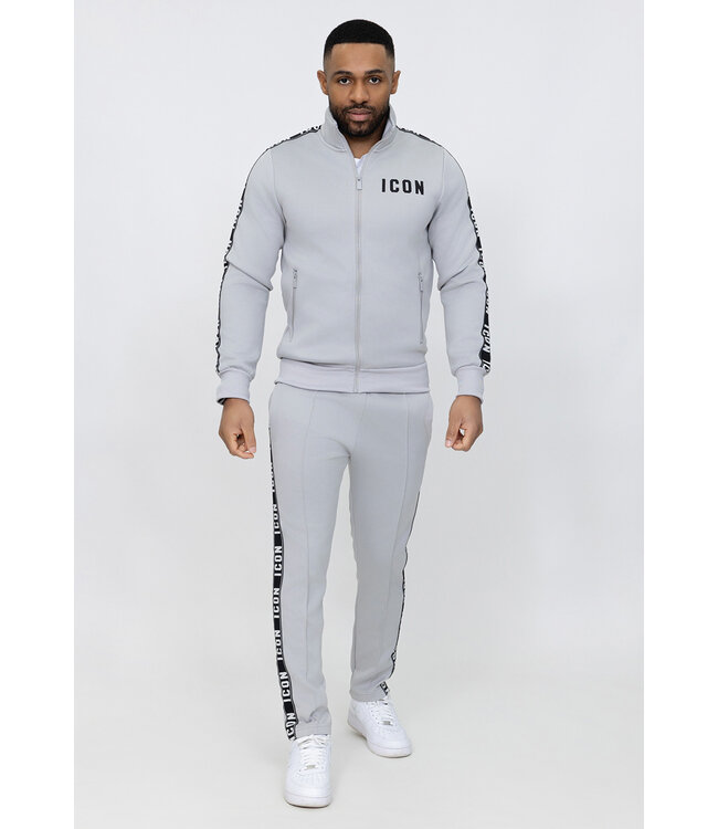 Grijs Mannen Tracksuit met Bies Jogger en High Neck Vest
