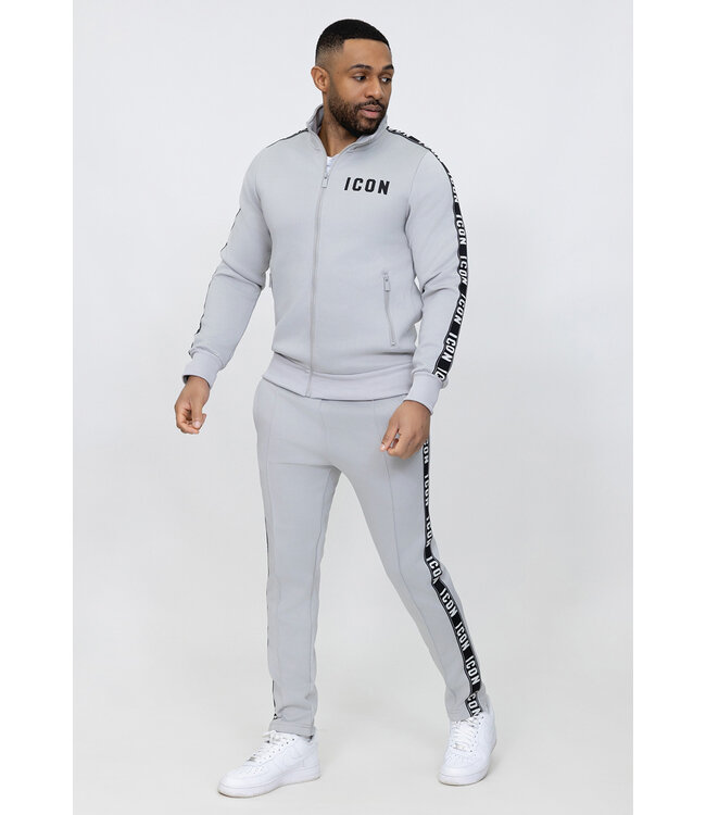 Grijs Mannen Tracksuit met Bies Jogger en High Neck Vest