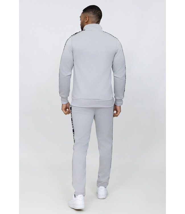 Grijs Mannen Tracksuit met Bies Jogger en High Neck Vest