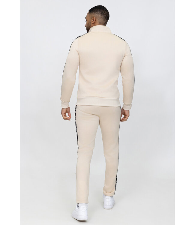 Beige Heren Trainingspak met Bies Jogger en High Neck Vest