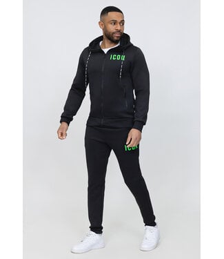 Zwart Heren Joggingpak met Groene Opdruk